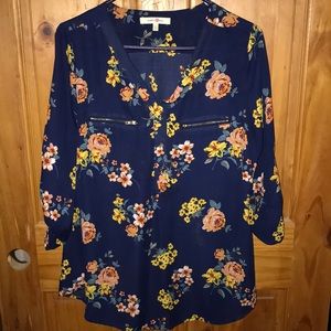 Floral blue blouse